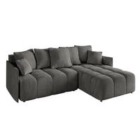 ECKSOFA Ottomane rechts LONLI-L 251x189x68 Anthrazit Velours - Anthrazit, Holzwerkstoff/Kunststoff (189/251cm) - ALTDECOR