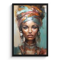 POSTER MIT RAHMEN Frau - Kunst - Schmuck - Porträt Bilder mit Rahmen 40x60 cm - Blaugrau, Papier (40/60cm) - MuchoWow