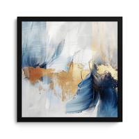 POSTER MIT RAHMENGERAHMTES BILD Gold - Blau - Aquarell - Kunst - Modern 40x40 cm - Hellblau, Papier (40/40cm) - MuchoWow