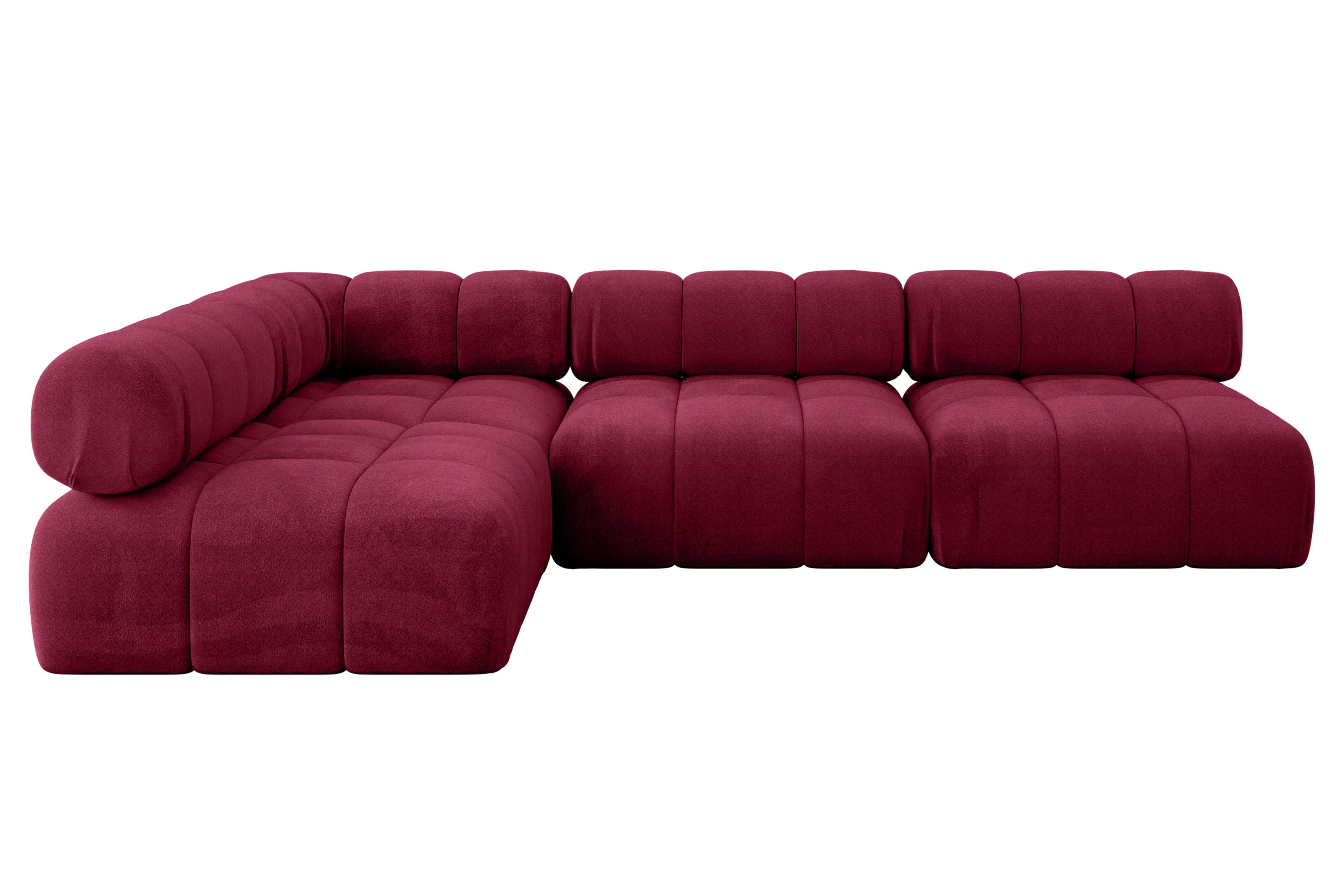 ECKSOFA modulares Sofa Samaro-L2 - 285x190x70 cm Bordeauxrot Velours - Bordeaux, Holzwerkstoff/Textil (285/190cm) - ALTDECOR