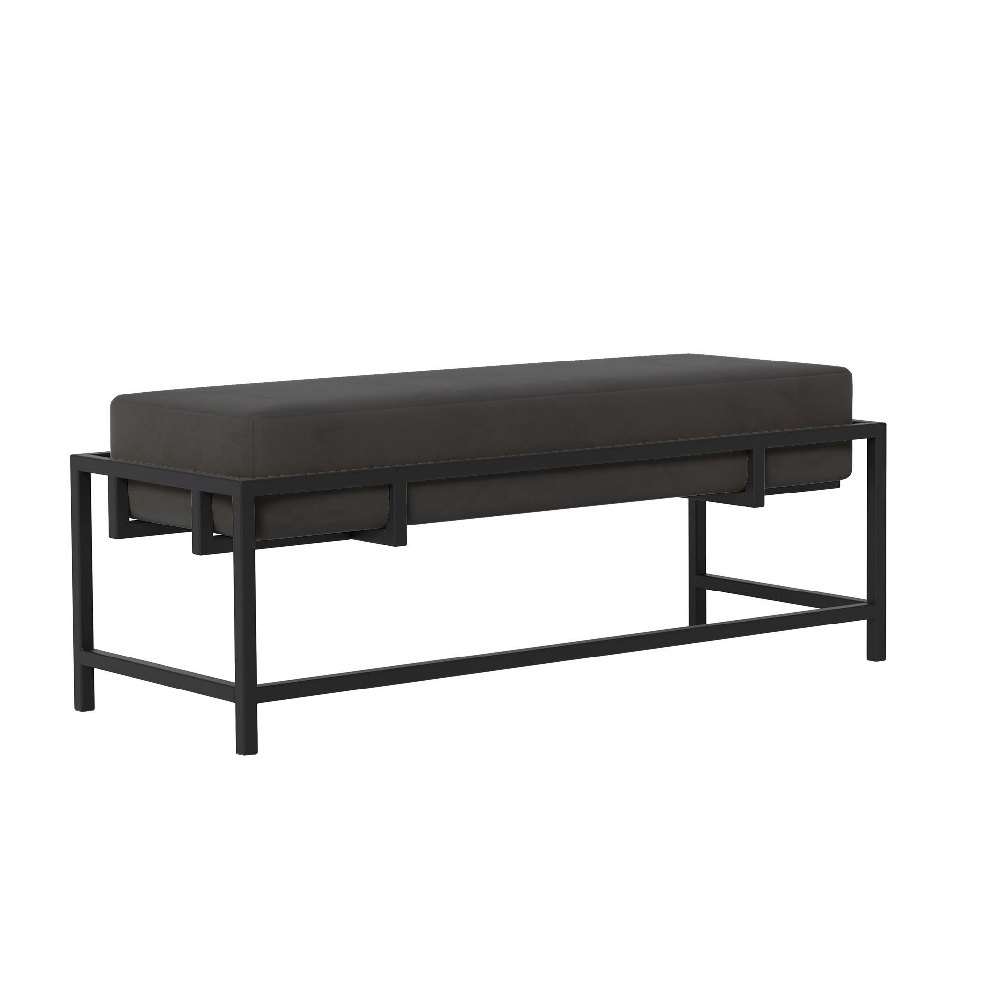 POLSTERBANK GLAM 80 cm Schwarz ,Metallgestell - Schwarz, Textil/Metall (80/45/35cm) - Idohome