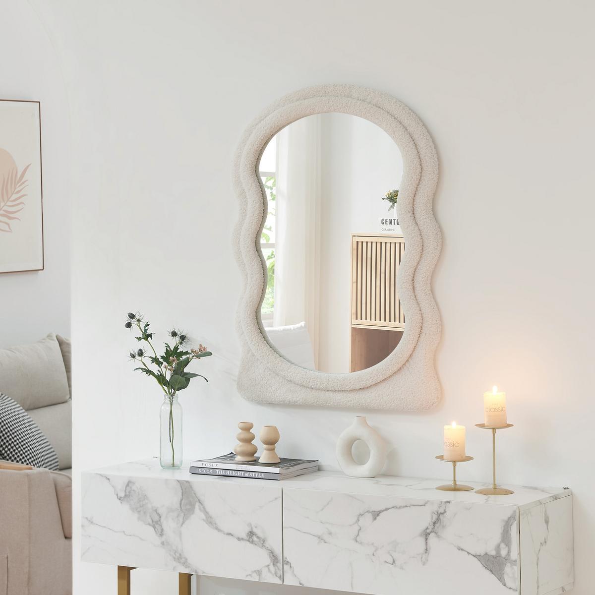 WANDSPIEGEL Brummen - Weiß, Glas/Holzwerkstoff (60/80/3cm) - [en.casa]