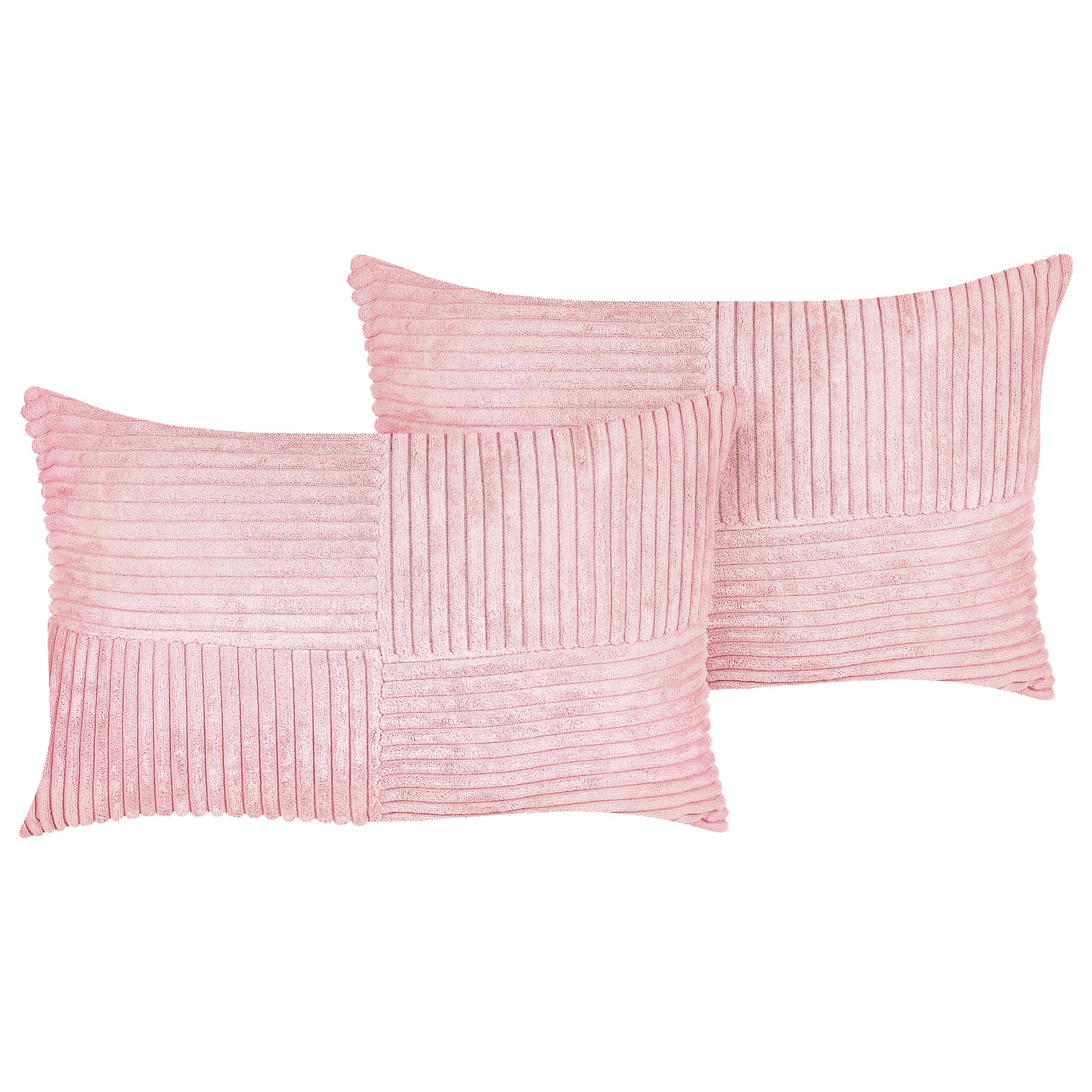 DEKOKISSEN CORD 2er-Set Rosa 43/43 cm Millet - Pink, Textil (43/43cm) - Beliani