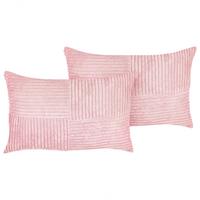 DEKOKISSEN CORD 2er-Set Rosa 43/43 cm Millet - Pink, Textil (43/43cm) - Beliani