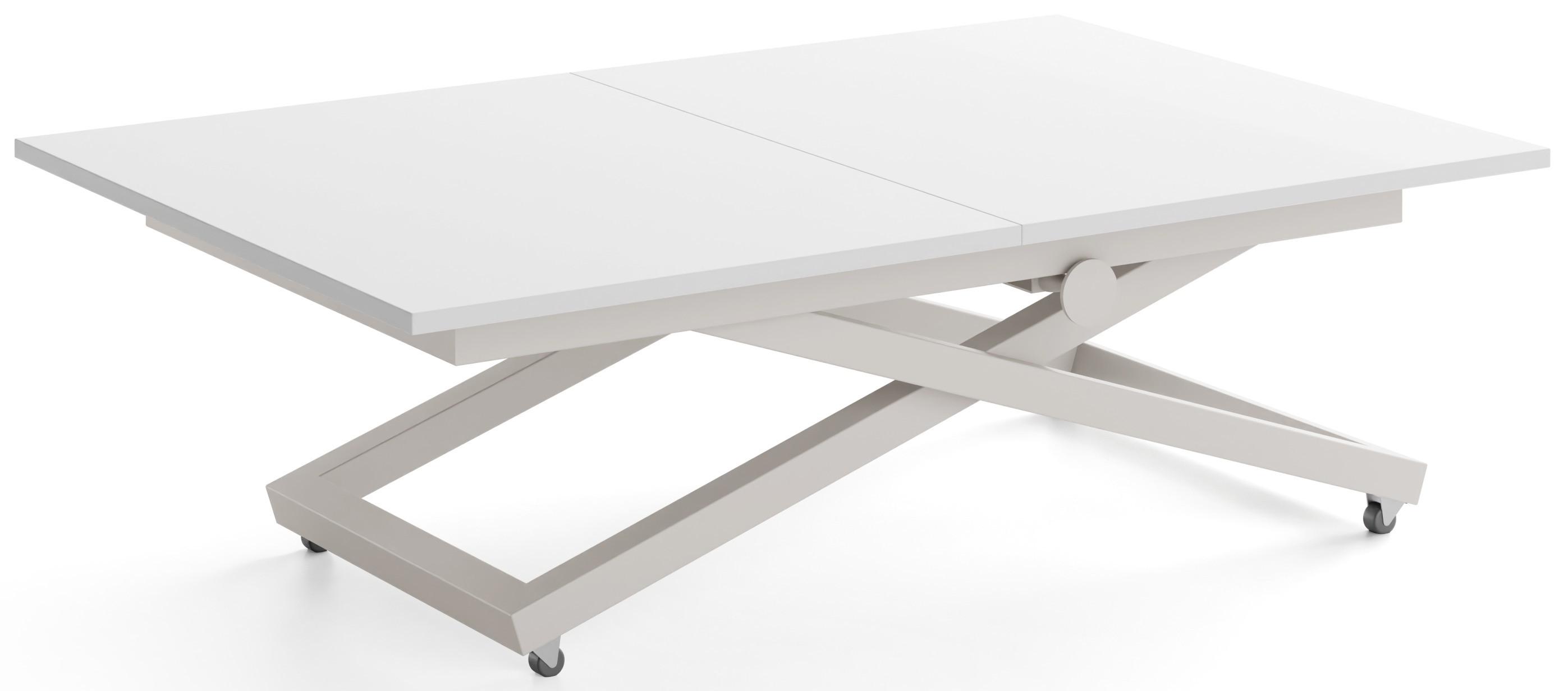 COUCHTISCH Axen höhenverstellbar ausziehbar, Weiß 120-160/80/38-75 cm - Kaschmir/Weiß, Holzwerkstoff/Metall (80/160/75cm) - WFL GROUP