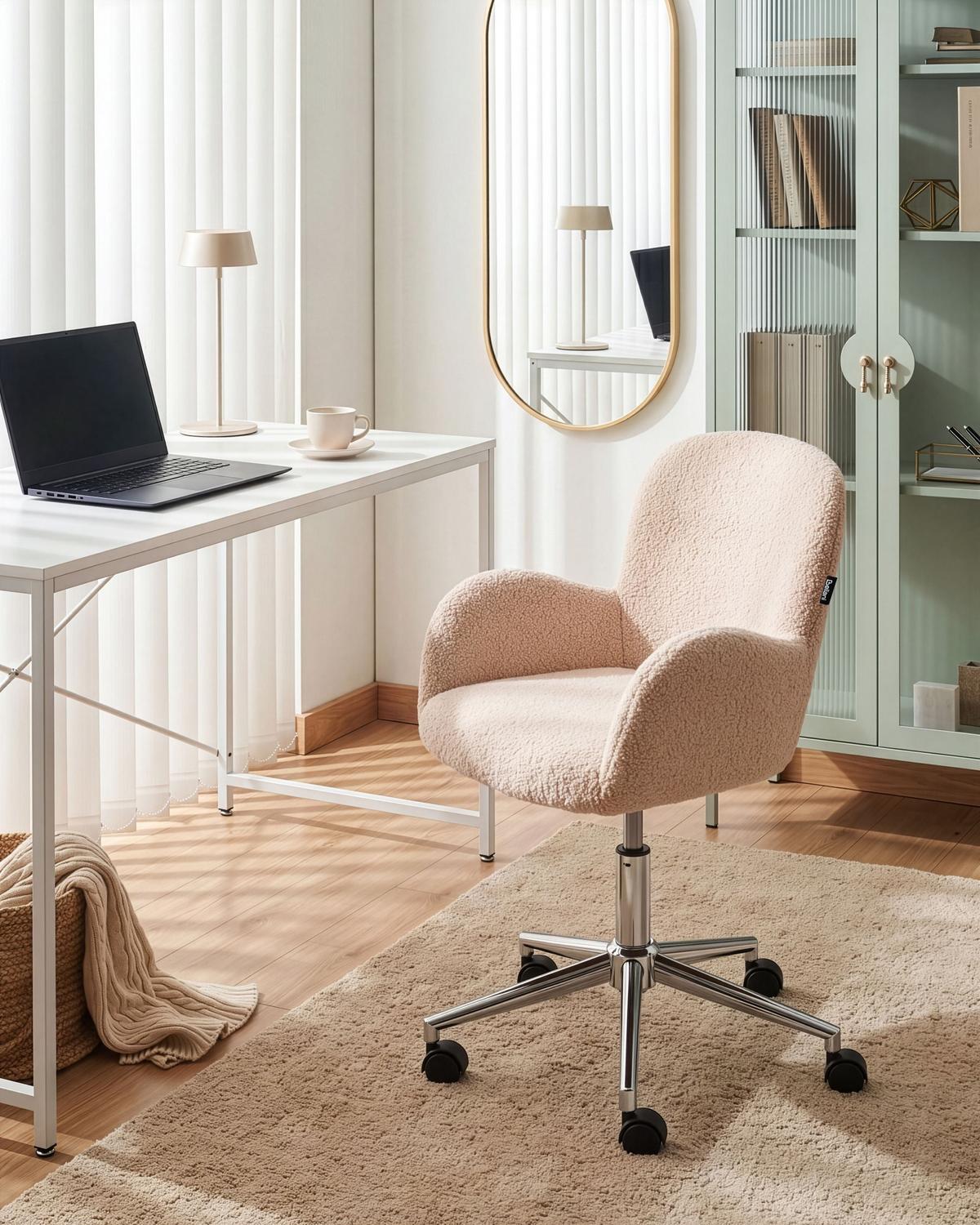 SCHREIBTISCHSTUHL Bouclé Hellbeige Priddy - Beige, Textil (60/79/60cm) - Beliani