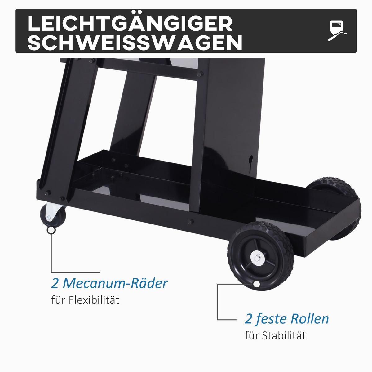 SCHWEISSWAGEN Stahl Eisen Gummi Schwarz - Schwarz, Metall (39/70/71cm) - DURHAND