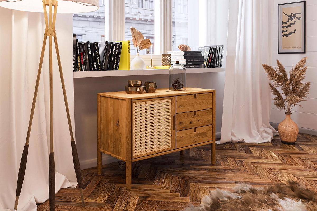 KOMMODE INA Wildeiche - Mokka, Holz (97/69/46cm) - byoak