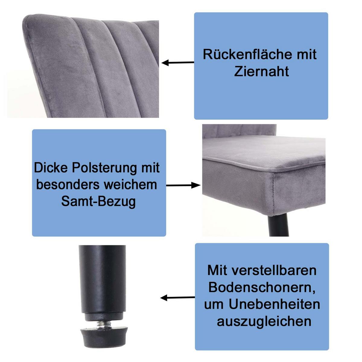 ESSZIMMERSTUHL Grau 2er-Set - Dunkelgrau/Grau, Textil (50/88/64cm) - MCW