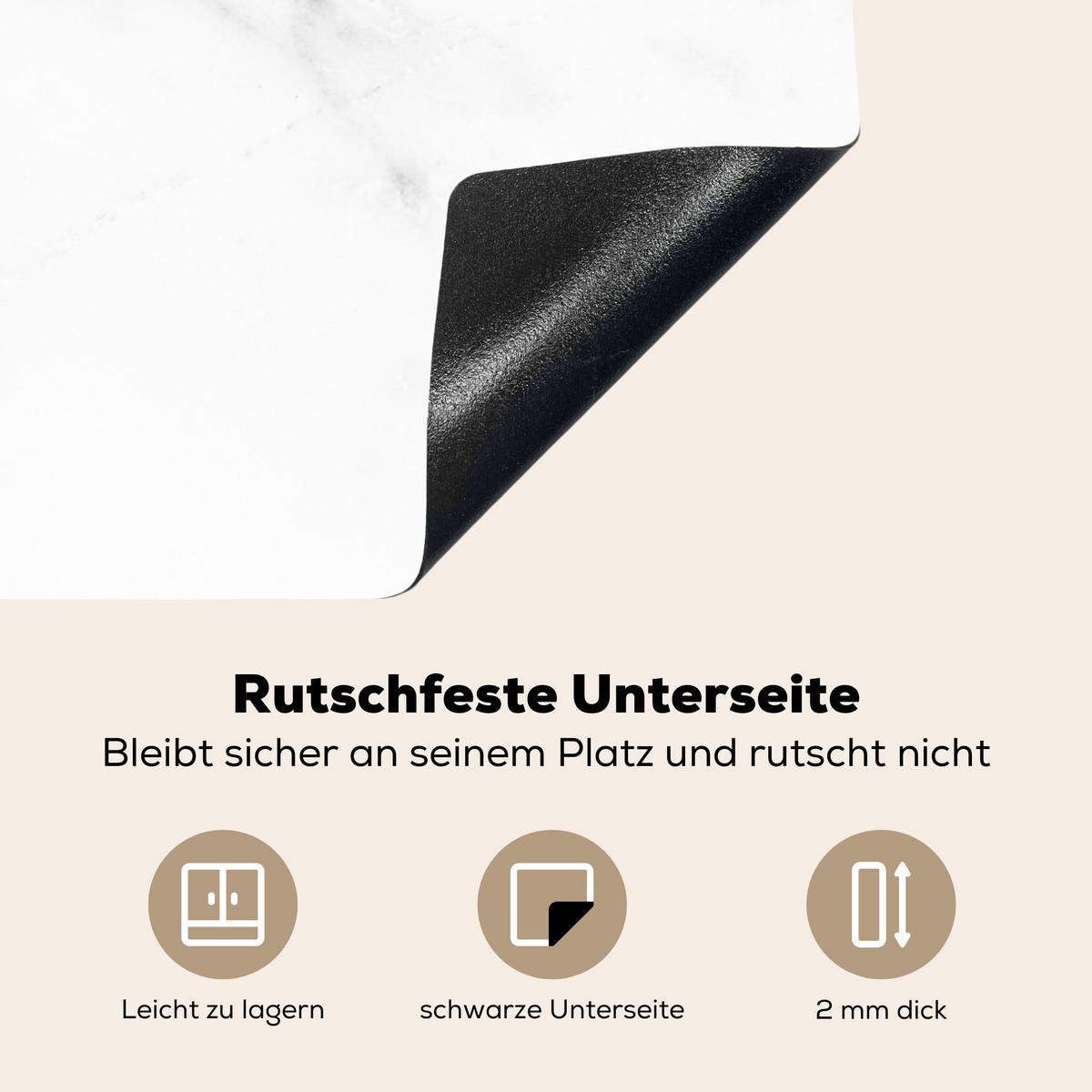 HERDABDECKPLATTE Marmor - Grau - Weiß - Strukturierter Marmor Induktionsmatte 78x78 cm - Weiß, Kunststoff (78/78/0.2cm) - MuchoWow