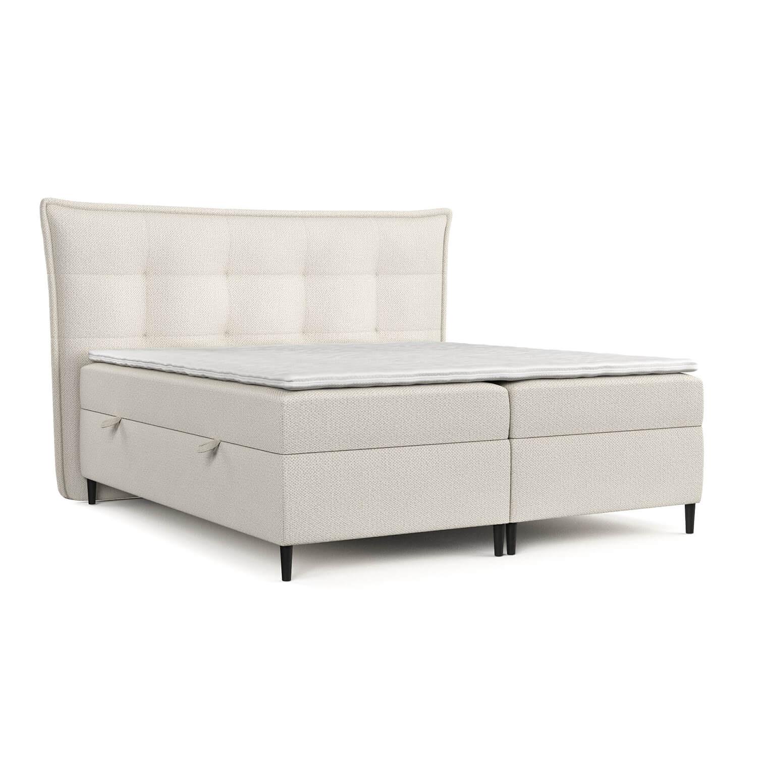 BOXBETT Las Palmas 180/200 cm Hellbeige im Alta Stoff - Sandfarben/Schwarz, Holz/Holzwerkstoff (180/200cm) - AltaBeds