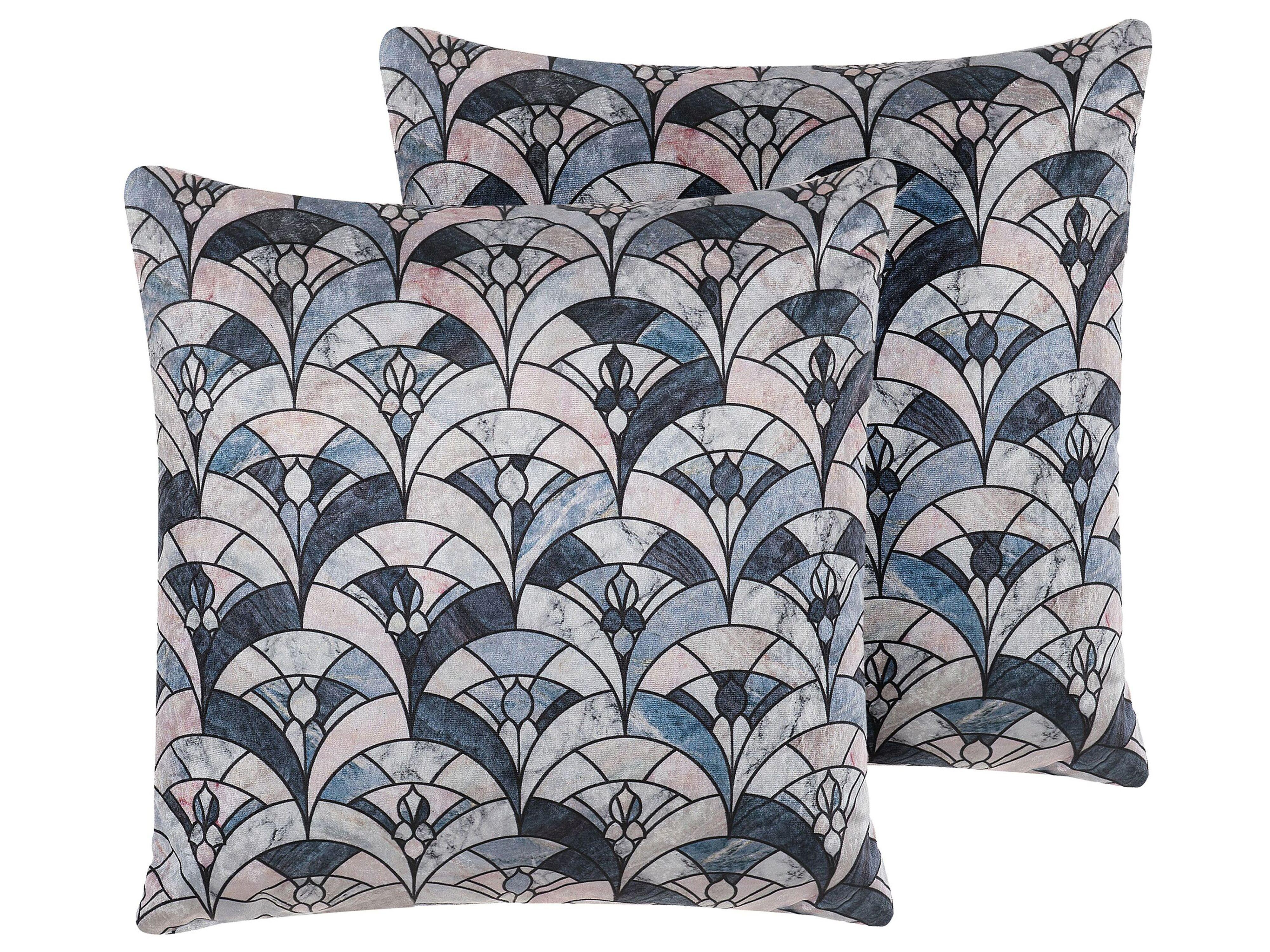 DEKOKISSEN 2er-Set Dunkelblau 45/45 cm Koodal - Dunkelblau, Naturmaterialien/Textil (45/45cm) - Beliani
