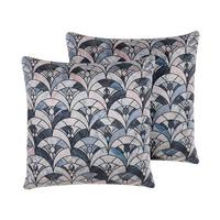 DEKOKISSEN 2er-Set Dunkelblau 45/45 cm Koodal - Dunkelblau, Naturmaterialien/Textil (45/45cm) - Beliani