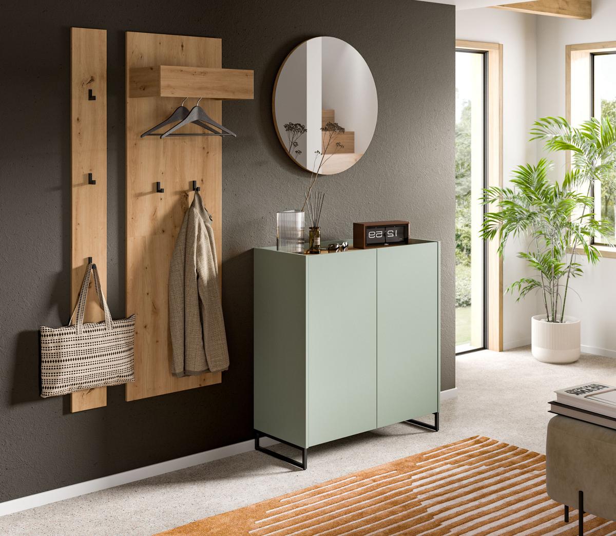 GARDEROBENPANEEL Eiche Artisan, Flur Wandgarderobe 50 x 160 cm - Eiche Artisan, Holzwerkstoff (50/160/27cm) - Inn.Furn
