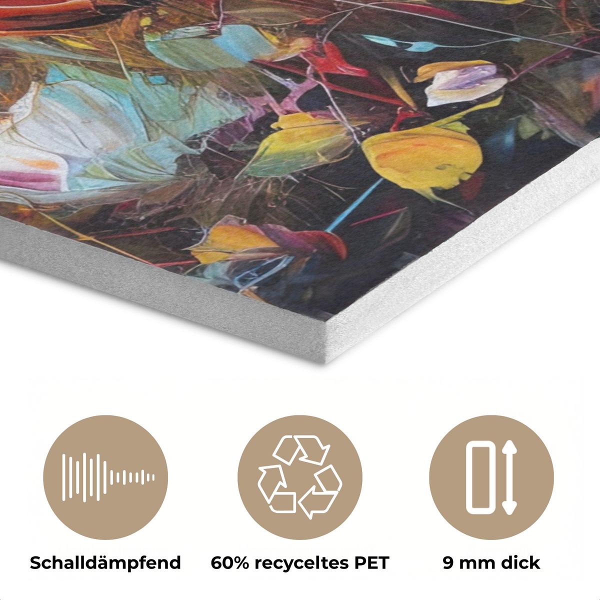 AKUSTIKBILD Blumen - Kunst - Natur - Ölgemälde Kunstdruck Schlafzimmer 50x70 cm - Multicolor, Kunststoff (50/70/0.9cm) - MuchoWow