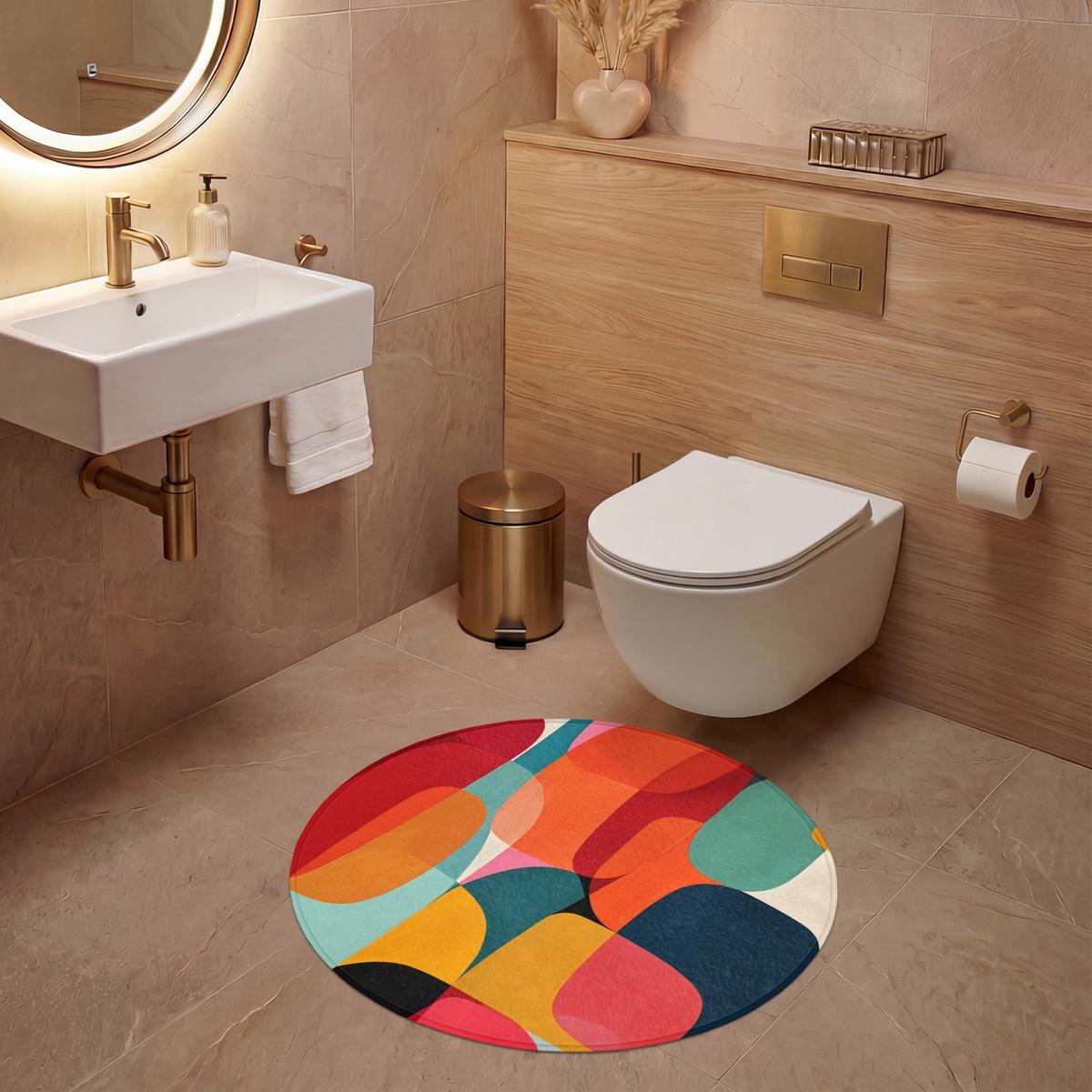 WC-VORLEGER Formen - Bunt - Abstrakt - Flugzeuge Toilettenteppich 70x70 cm - Multicolor, Textil (70/1cm) - OnlyWow
