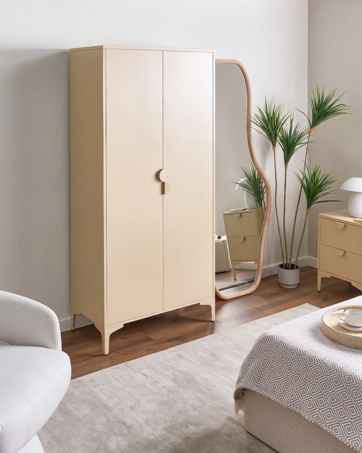 KLEIDERSCHRANK Beige Metall Ardura - Beige, Metall (85/184/45cm) - Beliani