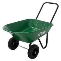 SCHUBKARRENWAGEN 78L mit Kippfunktion, Stahlrahmen, 2x PU-Reifen & PP-Wanne - Grün, Metall (63.5/83.5/123cm) - ECD-Germany