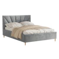 POLSTERBETT AINA 140x200 cm Jasmine 90, 34 Holzlatten, Kopfteil 104 cm - Grau, Textil (140/200cm) - Lookway