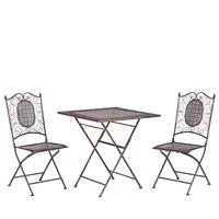 BALKONSET 2-Sitzer Metall Klapptisch schwarz Bormio - Goldfarben/Schwarz, Metall - Beliani