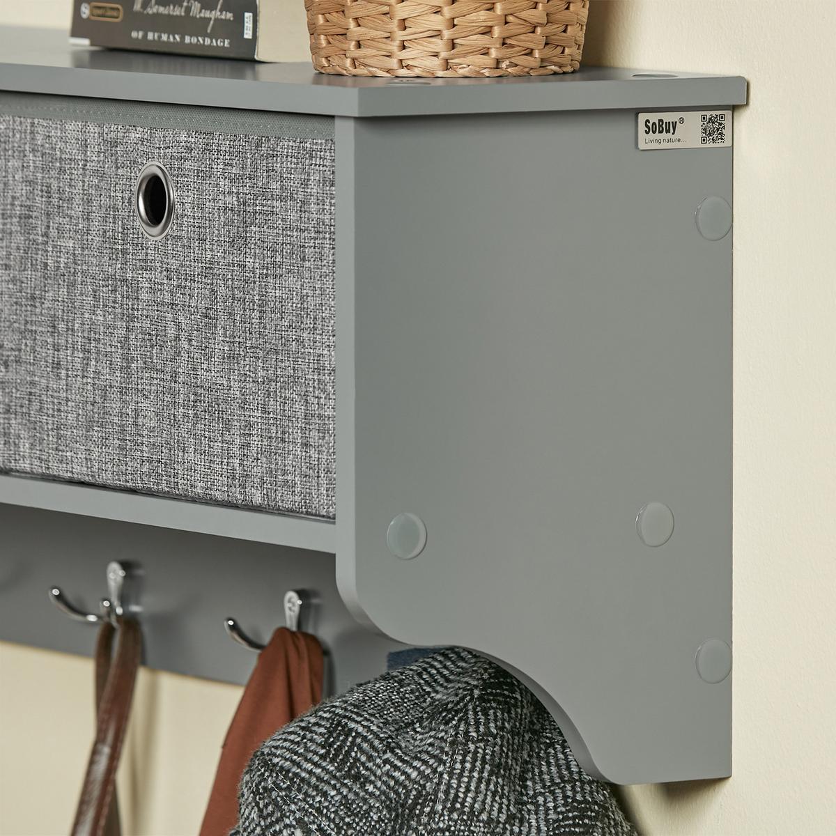 WANDGARDEROBE Grau - Grau, Holzwerkstoff (100/30/20cm) - SoBuy