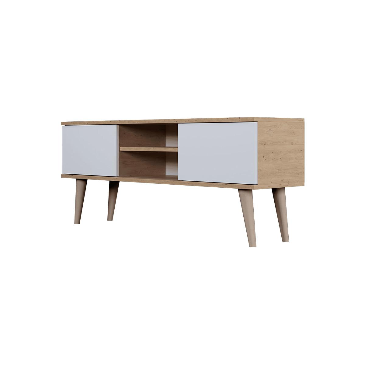 TV-MÖBEL Toronto Weiß und Holz - Weiß/Braun, Holzwerkstoff (120/35/55cm) - Petits-meubles