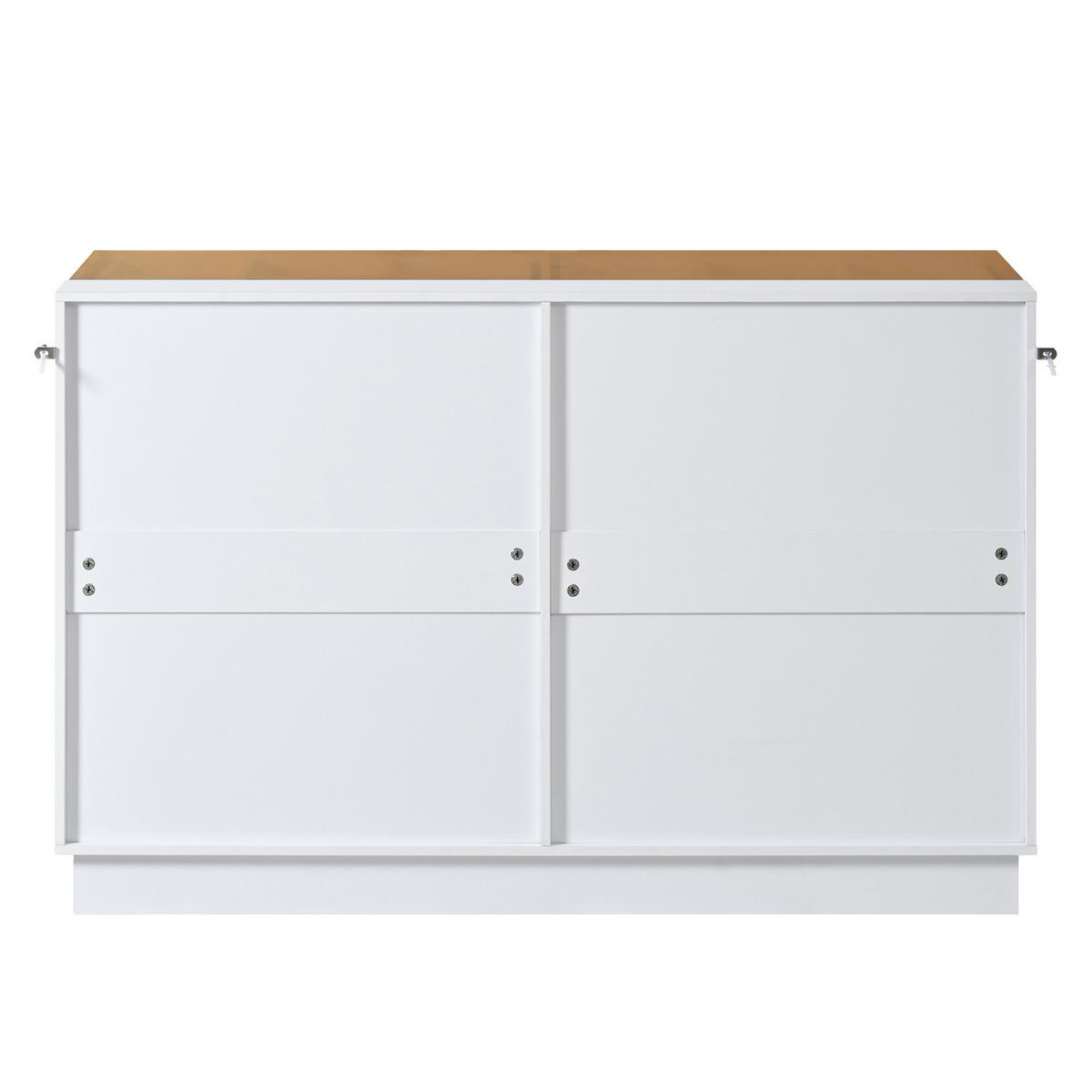 SIDEBOARD weiß mit glasplatte 120 cm, 6 schubladen & schmuckfach - Weiß, Holzwerkstoff (120/78/40cm) - Urban Meuble