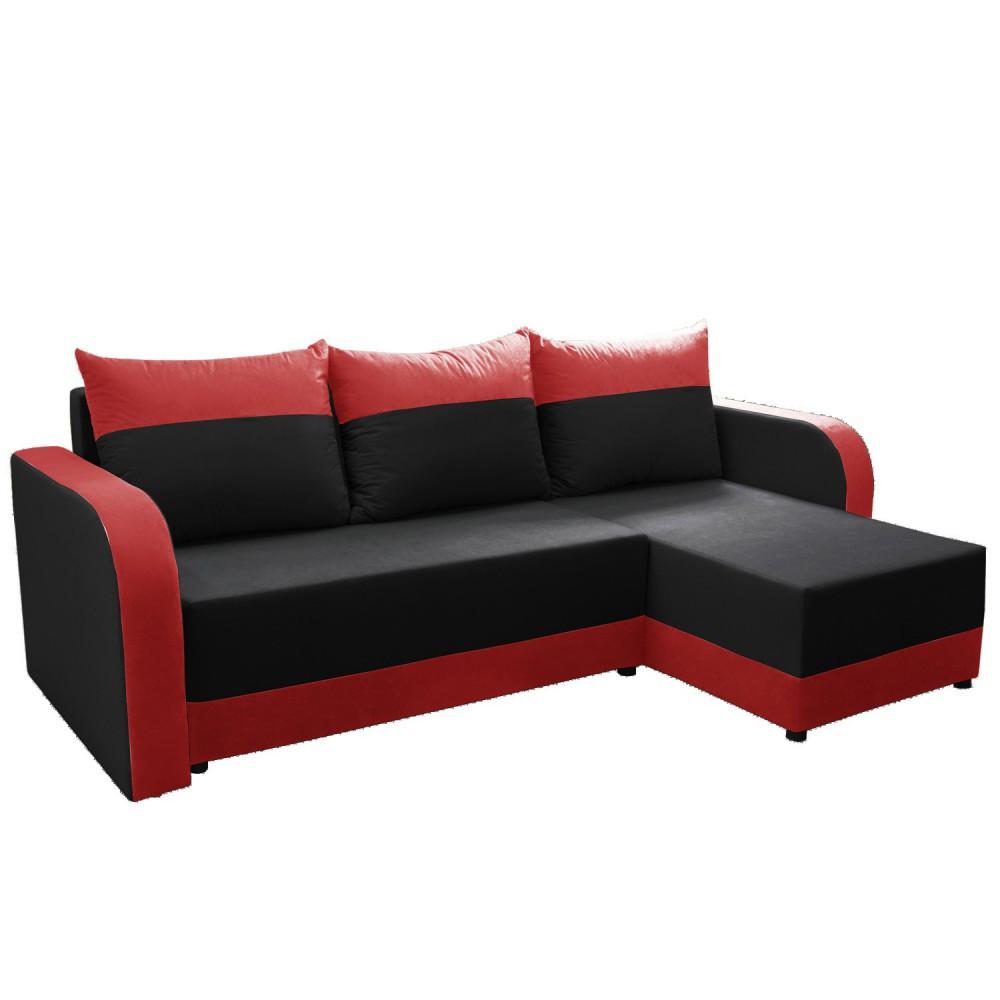 ECKSOFA Hawana Rot/Schwarz - Rot/Schwarz, Naturmaterialien (280/138cm) - imoebel24