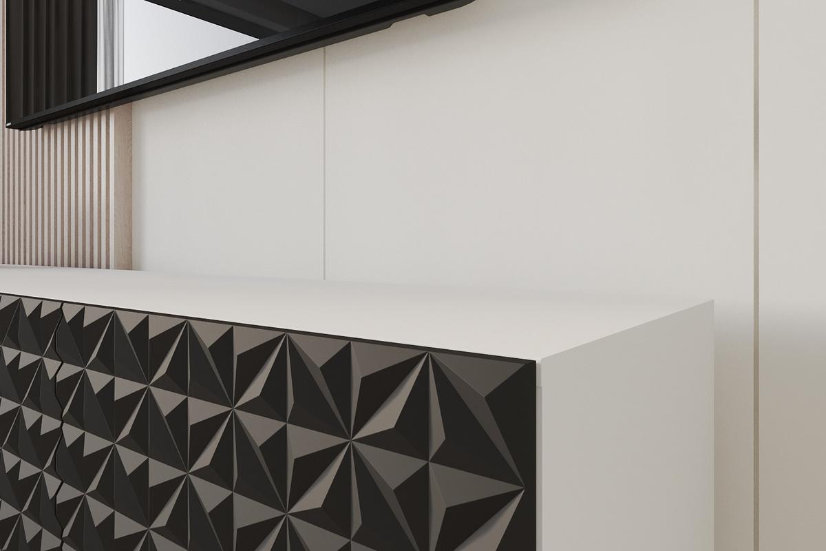 LOWBOARD VIRA-W 3x100x40x40 cm - Weiß / Schwarz - Schwarz, Holzwerkstoff (300/40/40cm) - ALTDECOR