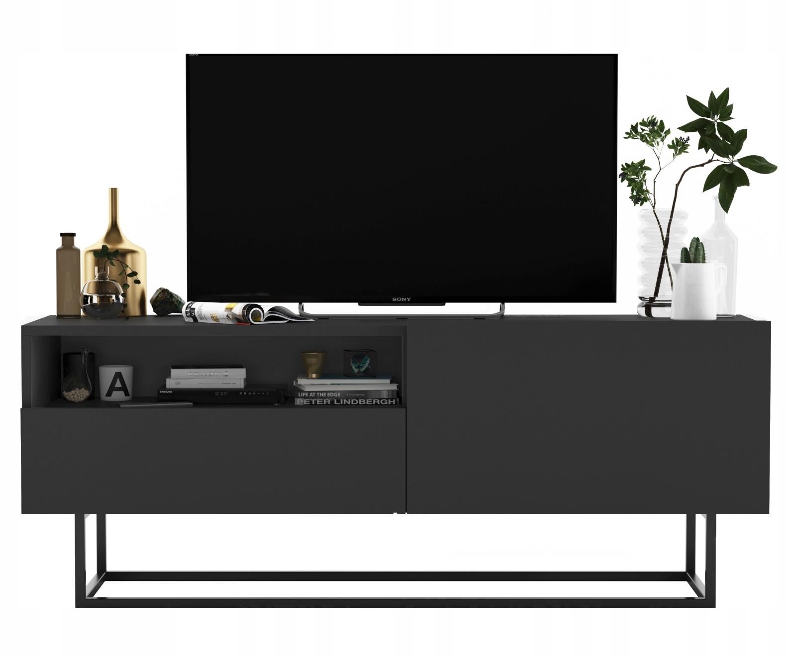 TV-SCHRANK Enjoy Grau matt mit Metallrahmen Schublade 120 cm - Schwarz/Grau, Holzwerkstoff/Metall (120/46/35cm) - Meble Lindner