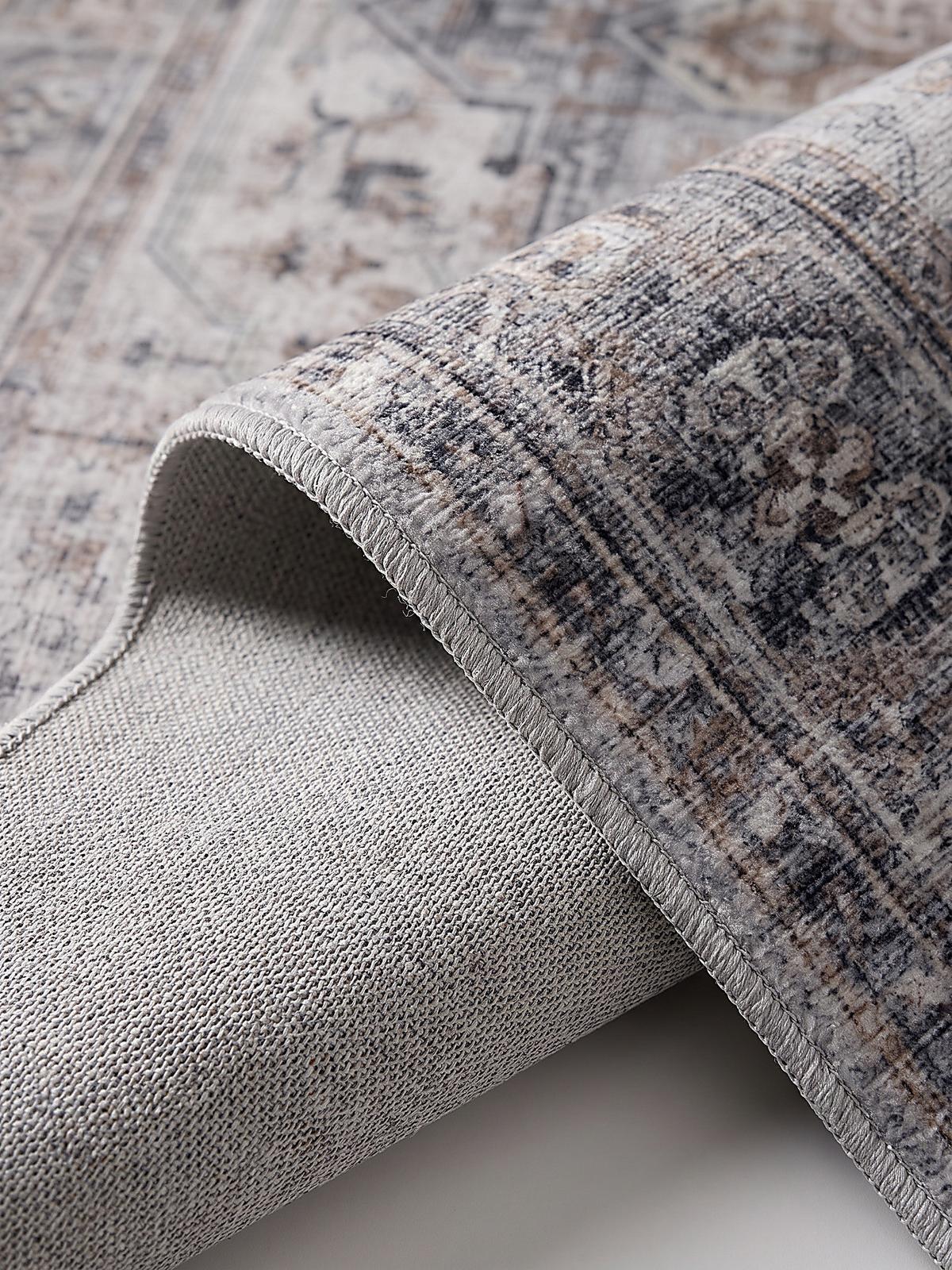 TEPPICH Kurzflor, waschbar, mit Medaillon, VERNANTE in Beige-Grau, 160 x 230 cm - Beige, Textil (160/230cm) - KADIMA DESIGN