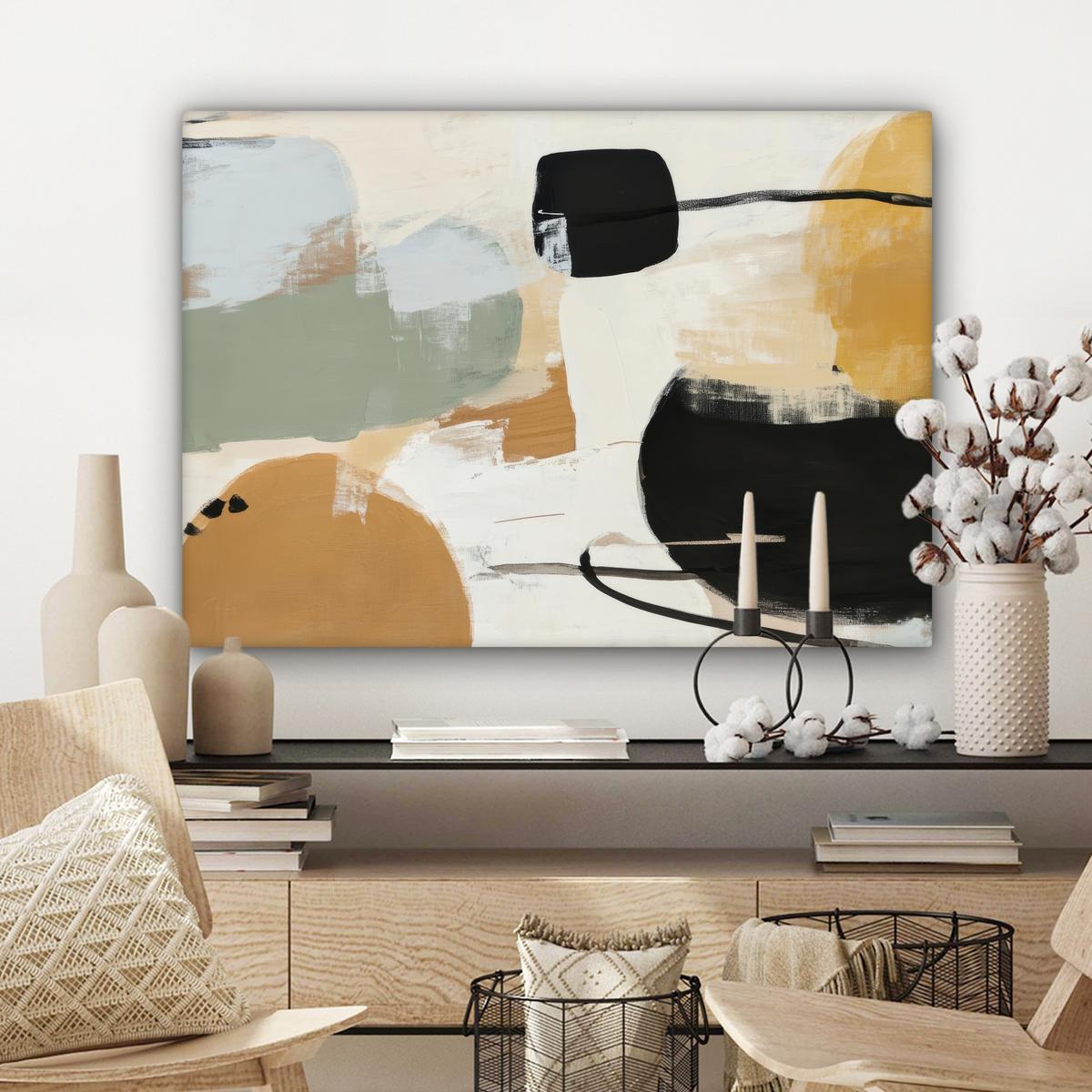 LEINWANDBILD Farbe - Abstrakt - Farben Wandbilder 80x60 cm - Currygelb, Textil (80/60cm) - MuchoWow