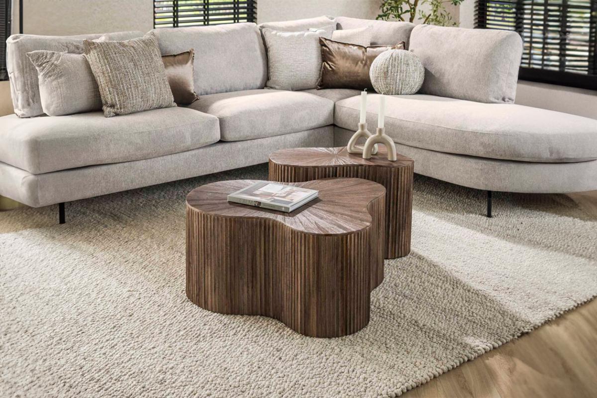 COUCHTISCH INKA 2ER SET Braun Teakholz - Braun, Teakholz/Holz (60/77/38cm) - KAWOLA
