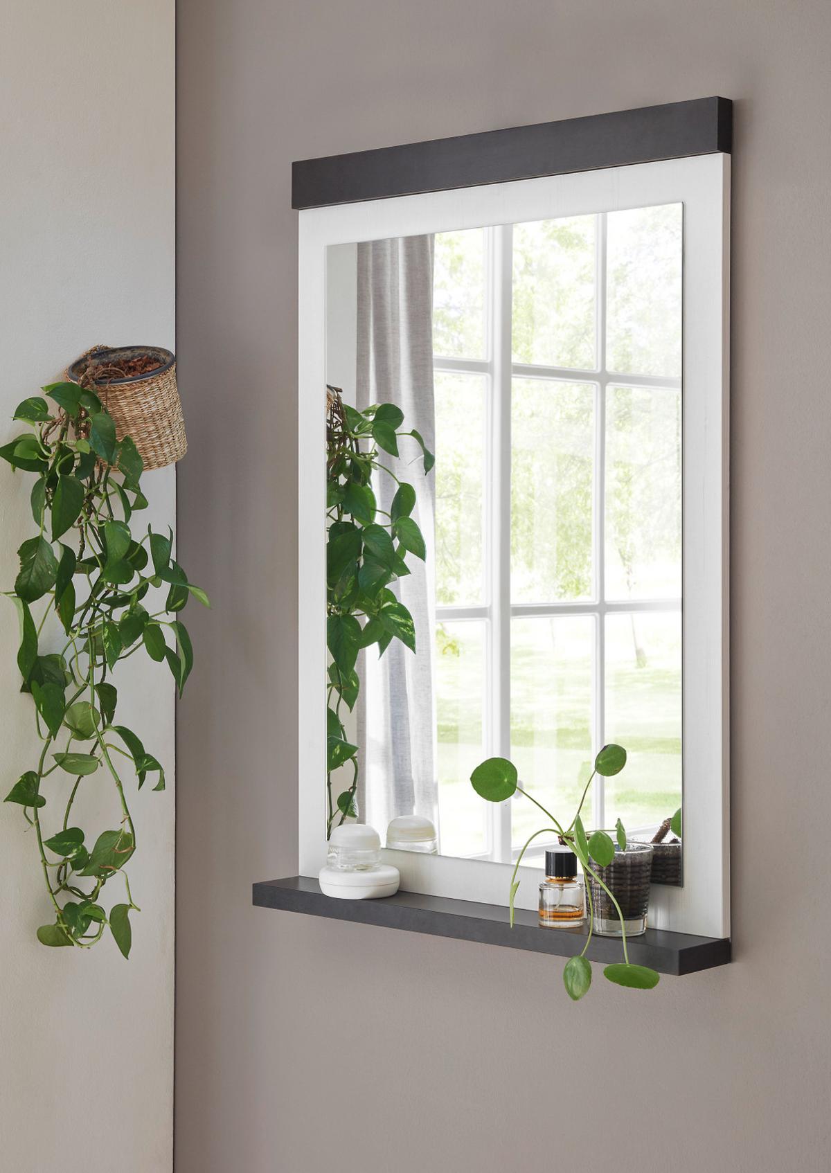 SCHUHKOMMODE weiß Pinie, anthrazit Landhaus, Flurkommode mit Schiebetür - Anthrazit/Weiß, Holzwerkstoff/Metall (93/91/43cm) - Furn.Design