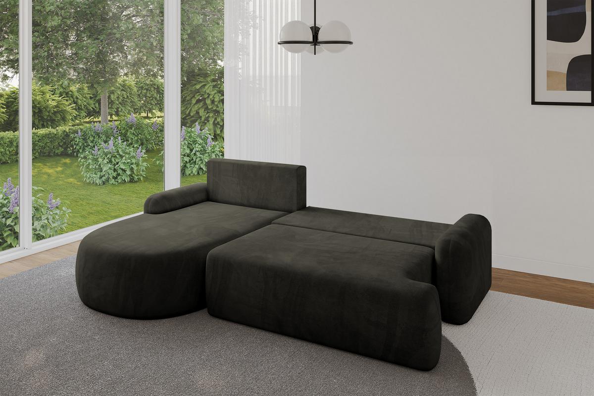 ECKSOFA mit Schlaffunktion und Bettkasten LIRA-L - 264x172x89 Schwarz - Schwarz, Holzwerkstoff/Textil (264/172cm) - ALTDECOR