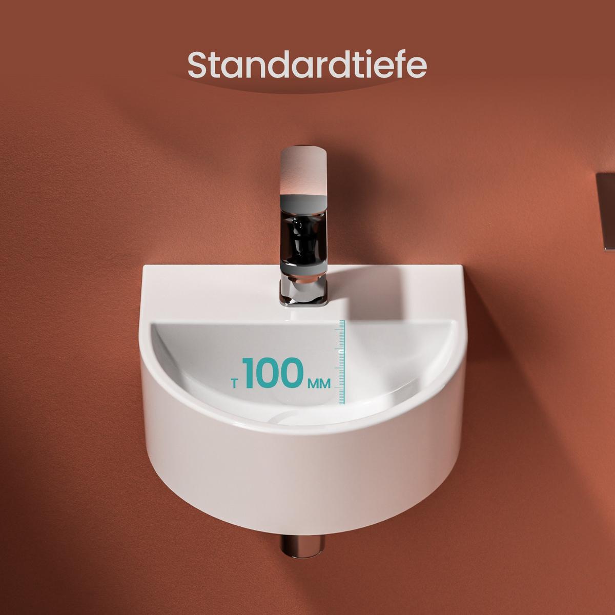 WASCHBECKEN U-förmig Wandmontage Glänzend Weiß 30,3 / 25,5 / 12 cm - Weiß, Keramik (30.3/12/20.5cm) - EMKE