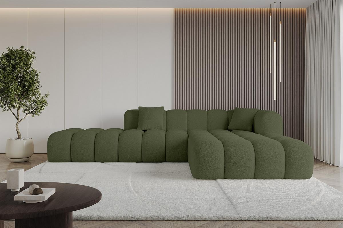 ECKSOFA Ottomane Rechts OLEA-L2 - 289x176x71 cm Grün - Platinfarben/Schwarz, Holzwerkstoff/Kunststoff (289/176cm) - ALTDECOR