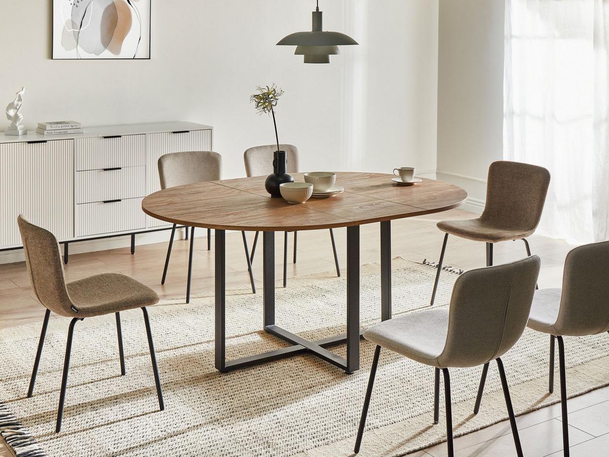 ESSTISCH Braun 120-160/120 cm Alexandrina - Braun, Holzwerkstoff (120/120/75cm) - Beliani