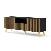 TV LOWBOARD Schwarz, Artisan-Schwarz, Gold 150/56/42 - Schwarz, Holzwerkstoff (150/56/42cm) - RAUMHIRSCH FURNITURE