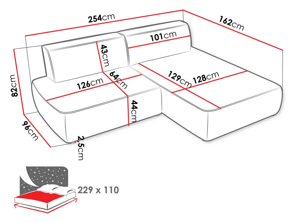 ECKSOFA Zuno, Seite: Links - Creme/Schwarz, Holz/Kunststoff (254/162cm) - MIRJAN24
