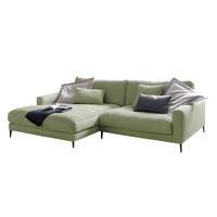 ECKSOFA CARA Grün Cord - Schwarz/Olivgrün, Textil/Metall (272/190cm) - KAWOLA