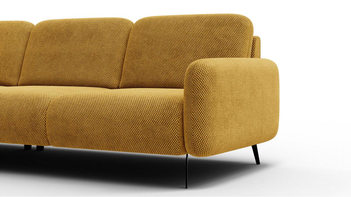ECKSOFA FEBE 5-Sitzer links, dunkelgelb - Gelb/Schwarz, Holz/Textil (271/190cm) - Wozimo