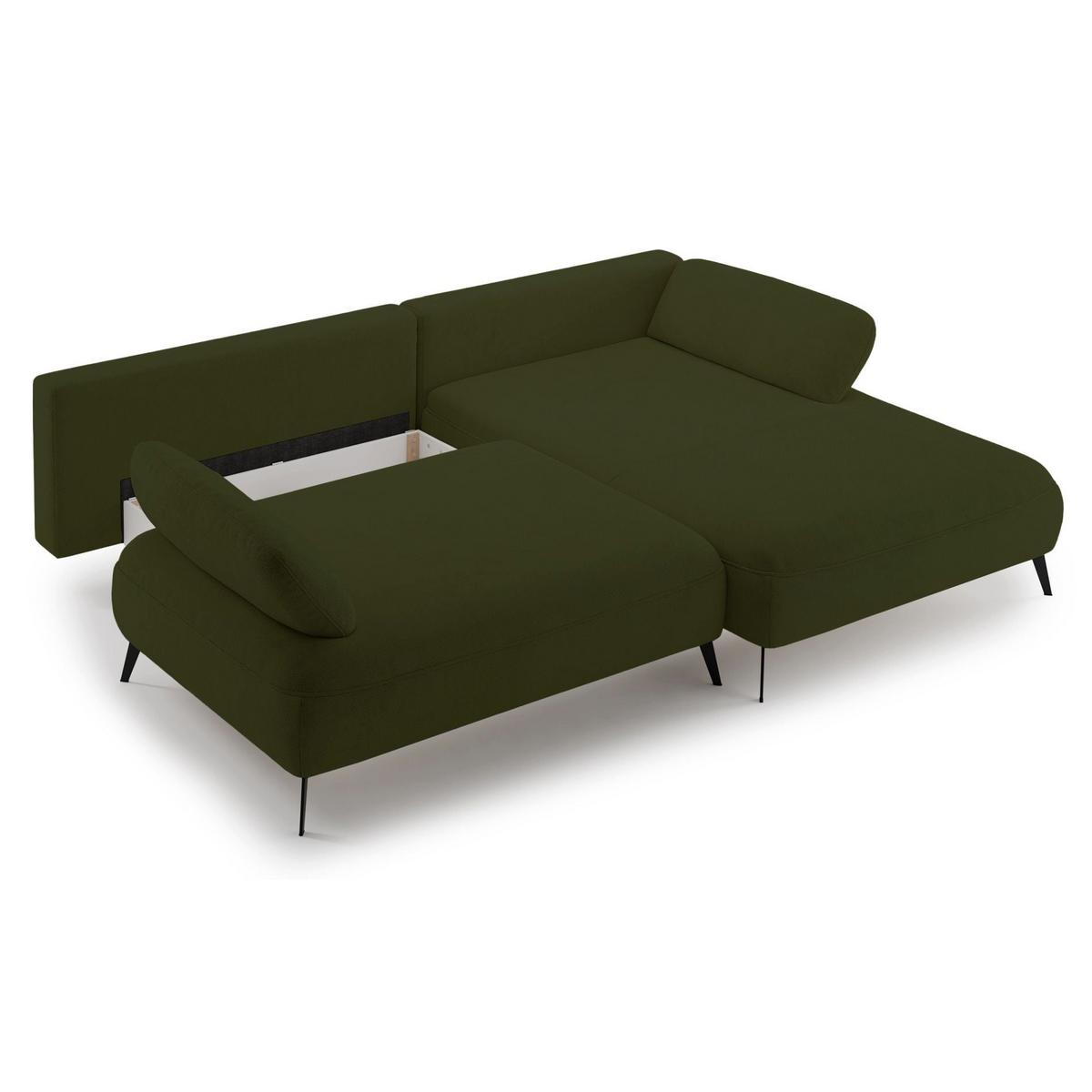ECKSOFA Avolla Olivgrün rechts - Schwarz/Olivgrün, Textil/Metall (186/284cm) - Selsey