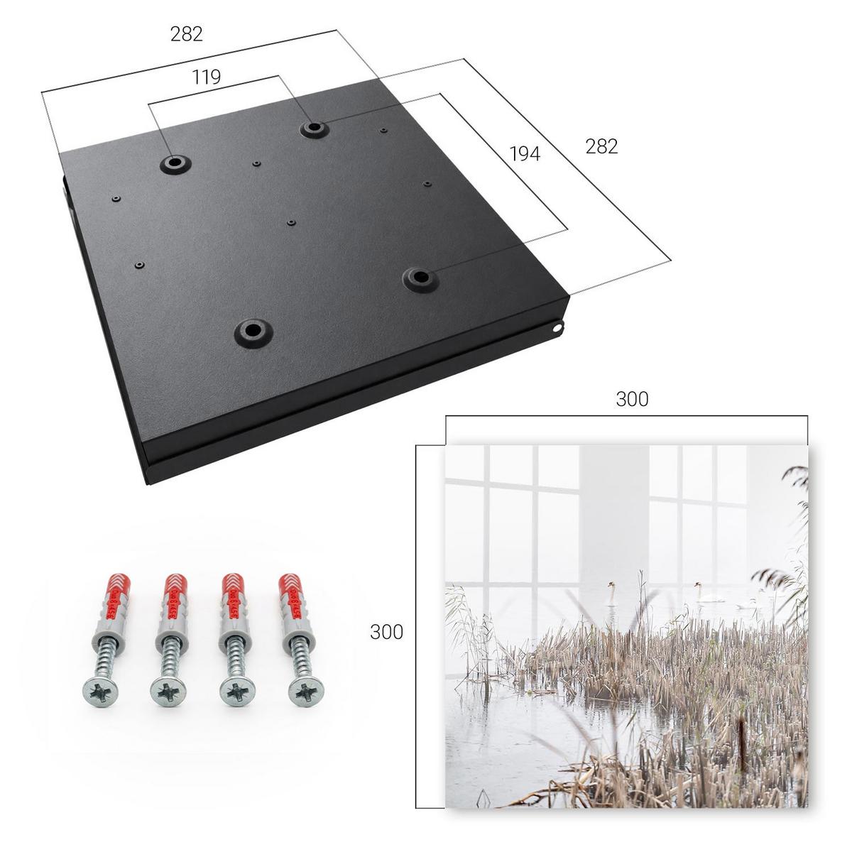 SCHLÜSSELBOX Schwarz 30x30 cm- Türöffnung nach rechts - neblige Ruhe - Weiß, Metall (30/30/5cm) - TULUP