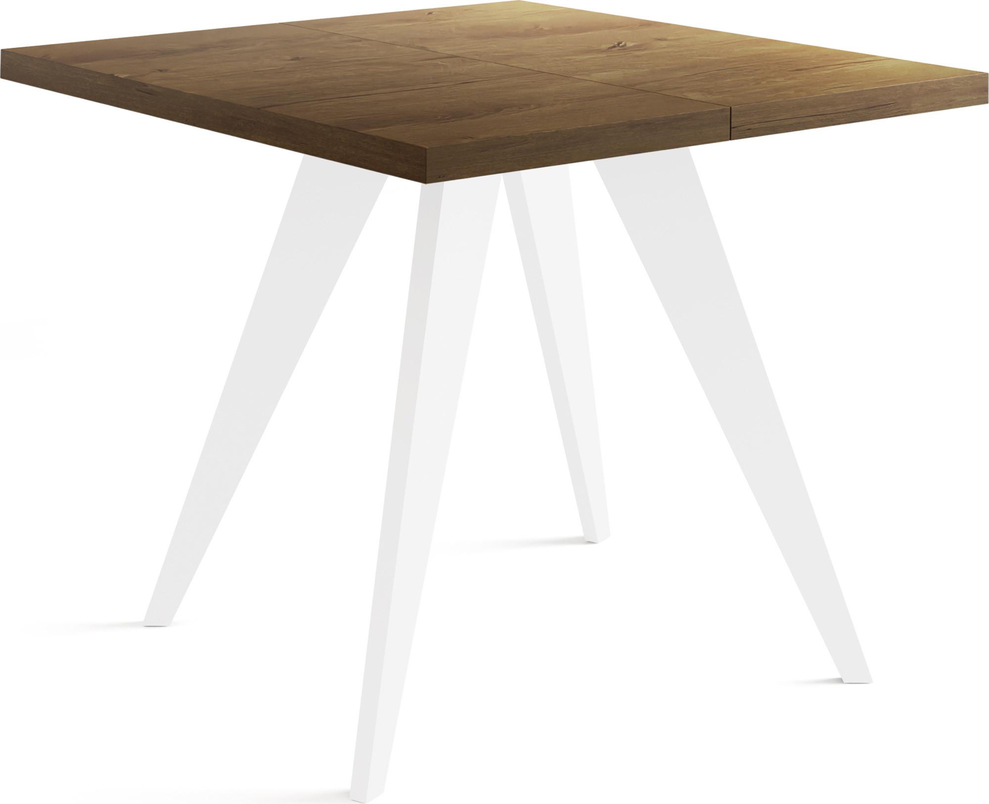 ESSTISCH Quadro quadratischer ausziehbarer, Lefkas Eiche 100-150/100/76 cm - Alteiche/Weiß, Holz/Holzwerkstoff (100/150/76cm) - WFL GROUP