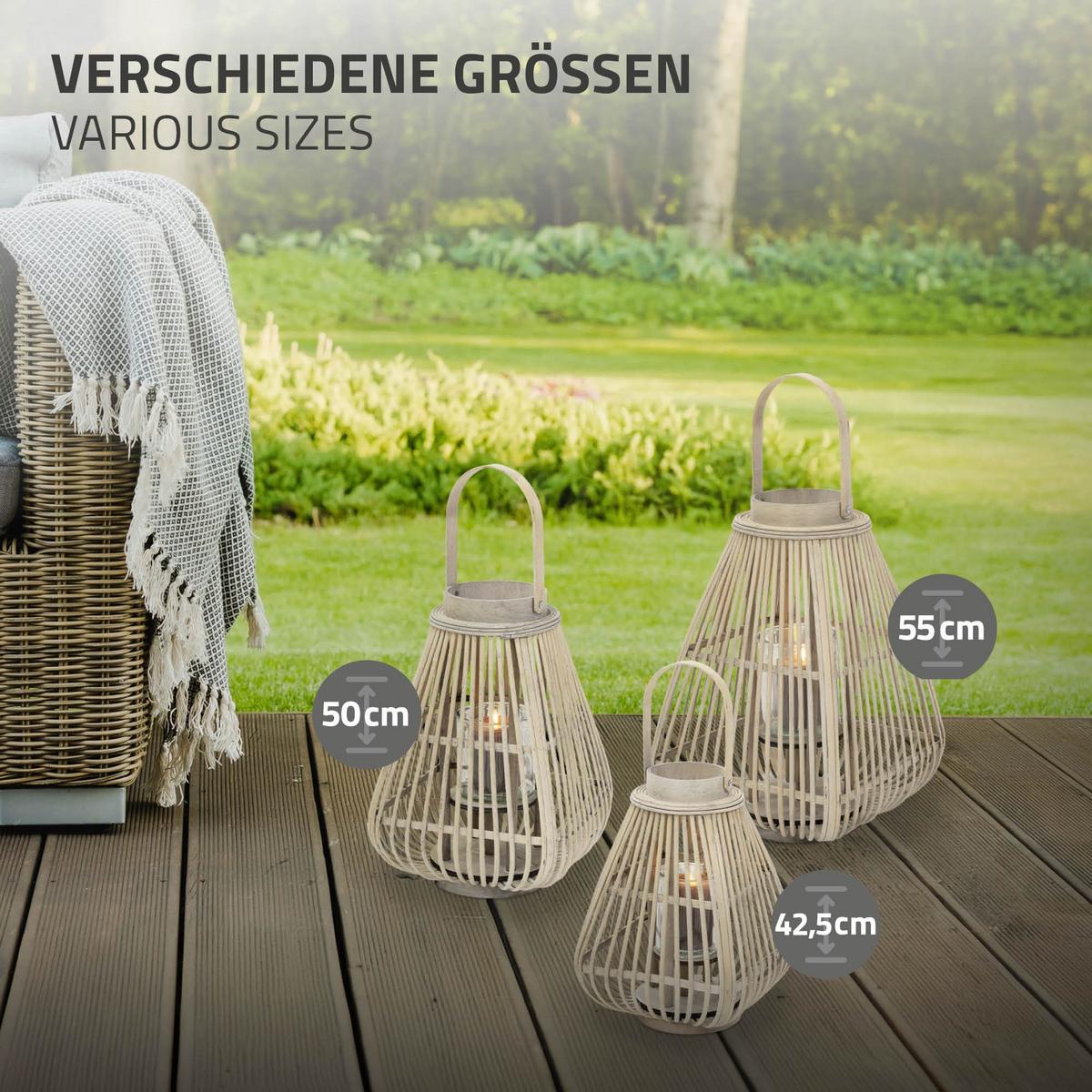 BAMBUS LATERNE H: 42,5 cm Holzfarbe Boho Stil - Naturfarben, Holz (23/42.5/23cm) - ECD-Germany