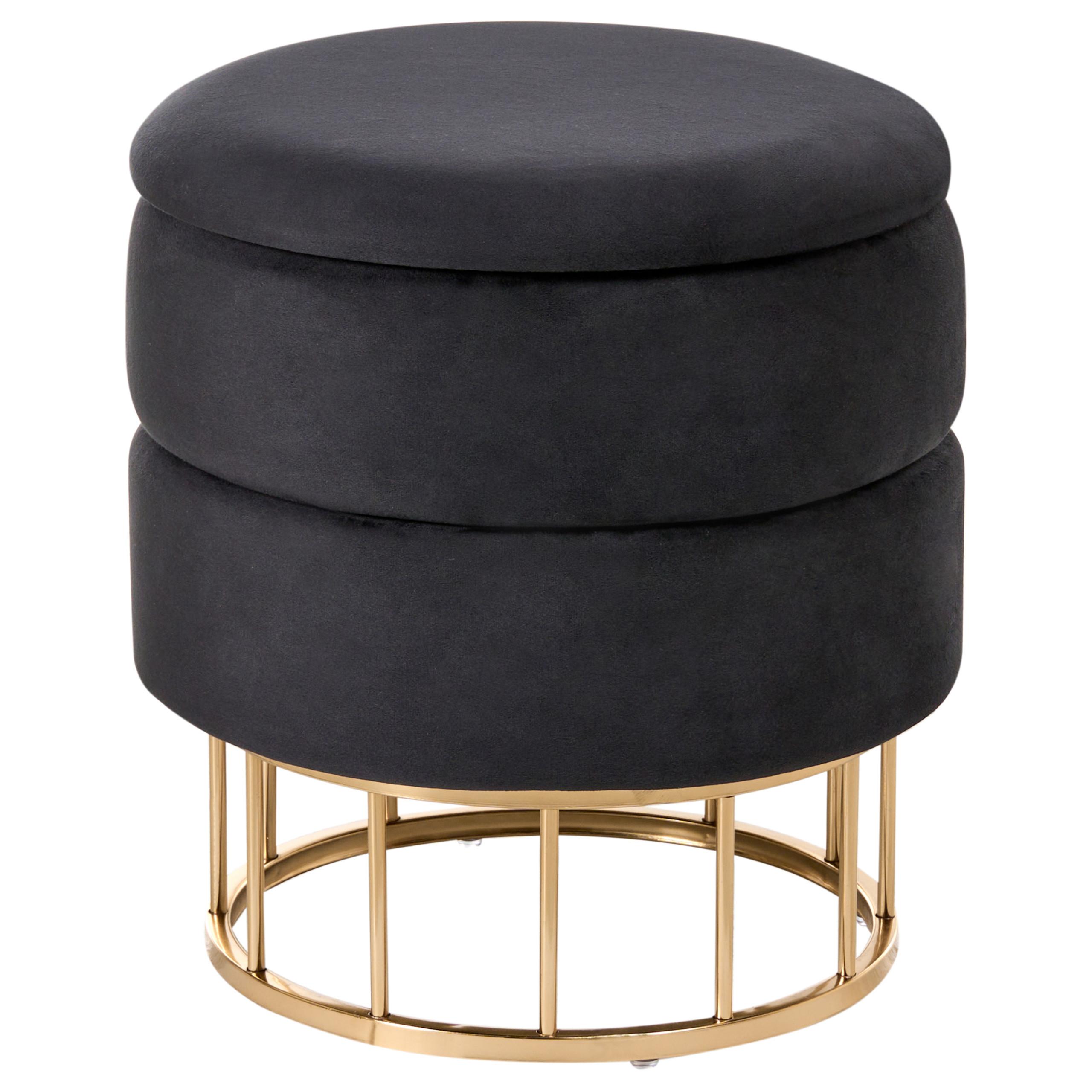 POUF Schwarz Elgin - Goldfarben/Schwarz, Textil (37/42/37cm) - Beliani