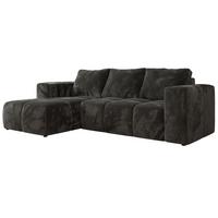 ECKSOFA MONIVA Dunkelgrau Plüsch - Links - Dunkelgrau/Schwarz, Kunststoff/Textil (164/266cm) - MKS