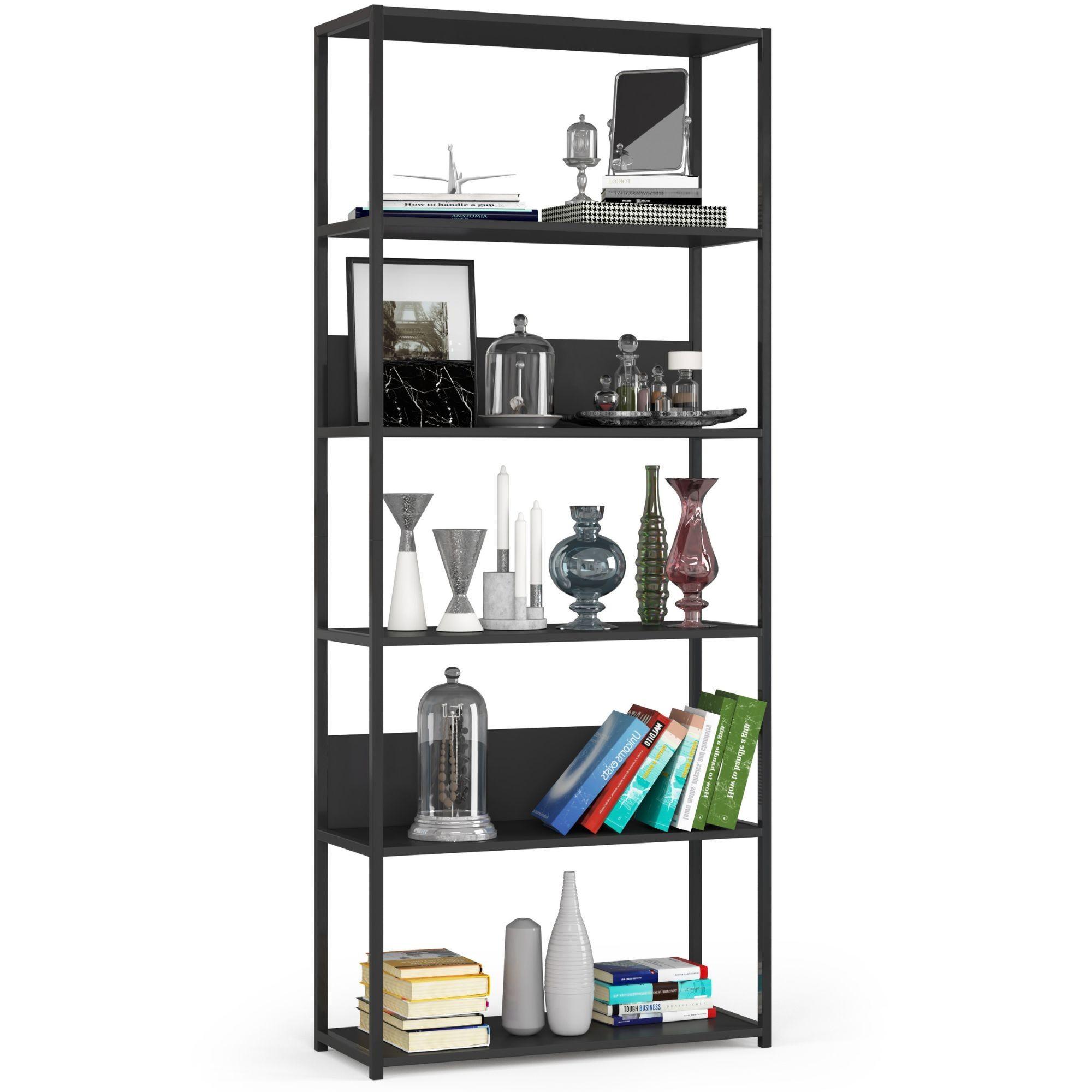 STANDREGAL Schwarz, Schwarz 192/80/32 - Schwarz, Holzwerkstoff (80/192/32cm) - RAUMHIRSCH FURNITURE