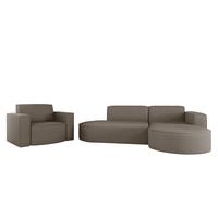 SOFASET Palma In Scala - Grau, Holzwerkstoff/Textil (236/78/165cm) - Fun Möbel